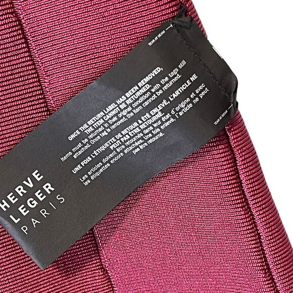 NEW NWT Herve Leger Fit and Flare Maroon Mini Dress Size Large - Picture 12 of 15